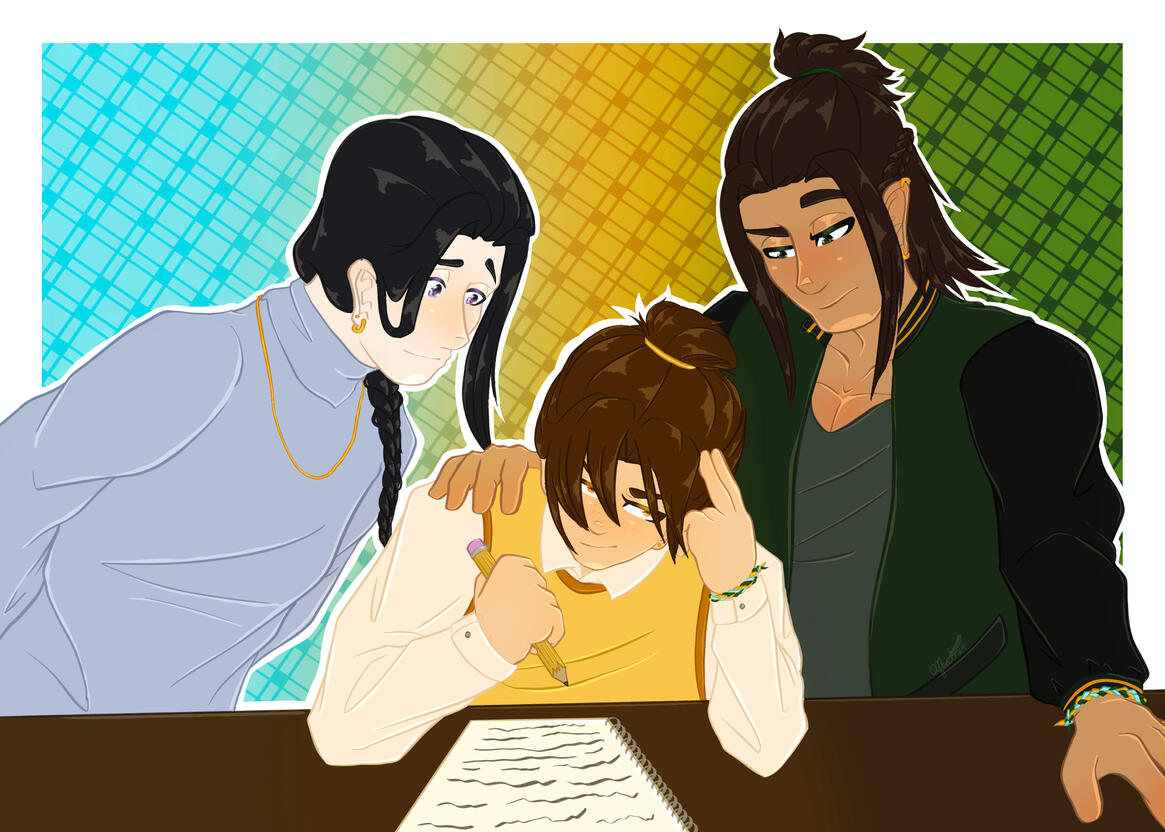 Half Body Multiple Characters Simple Shading